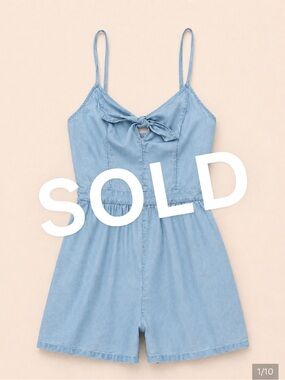 AERIE Breezy Chambray Knot Romper / Chambray American Eagle Romper Size Medium